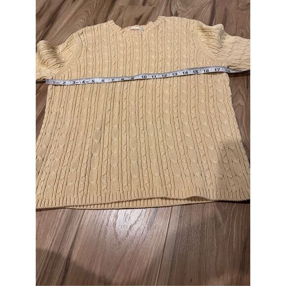 Talbots Cable Knit Cotton Crew Neck Sweater Made In Hong Kong petite sz M - Picture 5 of 6